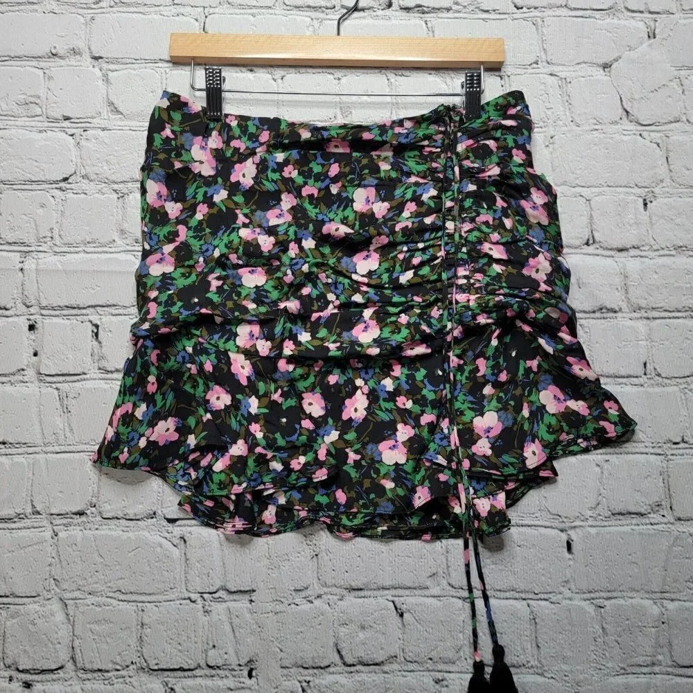 Veronica Beard Violet‎ Painted Ruched 100% Silk Mini Skirt Size 8
